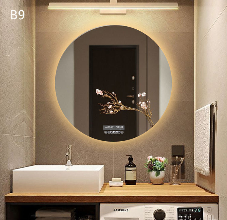 Round Smart Bathroom Bathroom Mirror With Light Touch Screen Induction