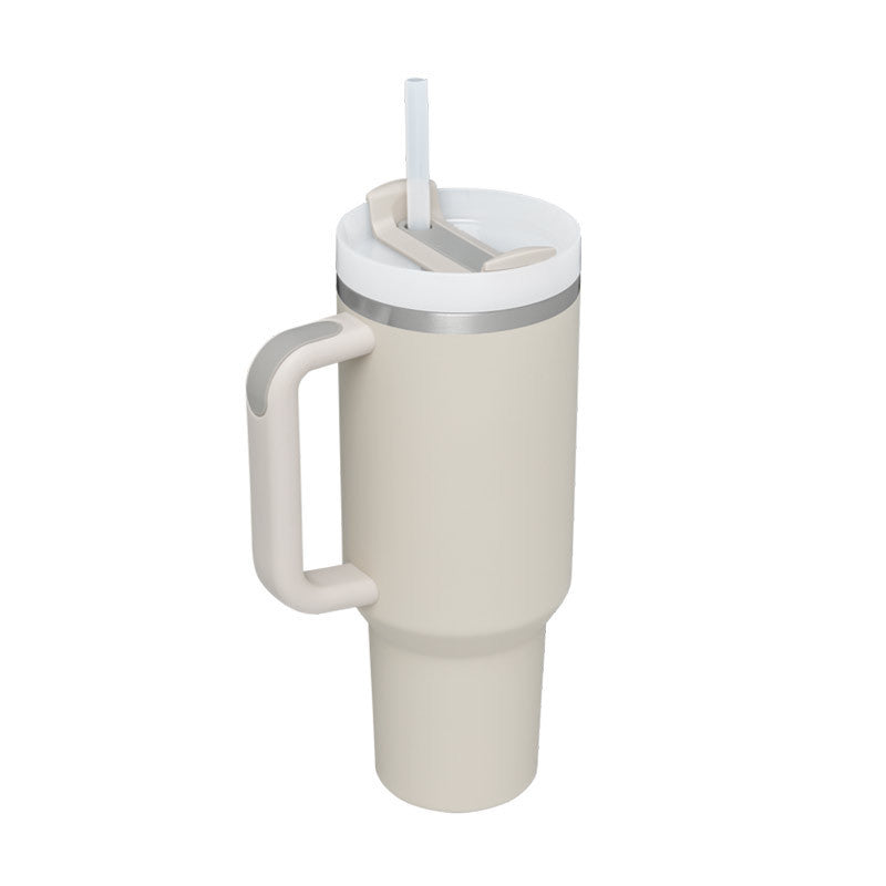 Stainless Steel Spill Proof Vacuum Coffee Cup 40 Oz Tumbler With Handle Straw Insulated, Tumbler With Lid Tapered Mug Gifts For Valentine Lover Suitable For Car Gym Office Travel