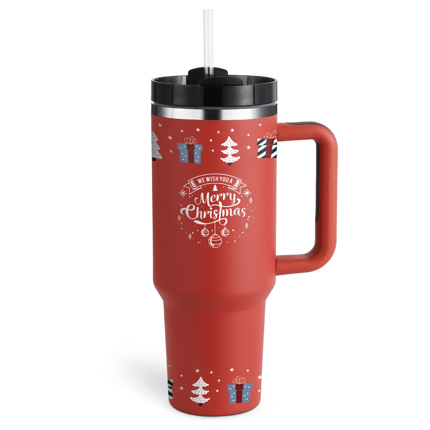Stainless Steel Spill Proof Vacuum Coffee Cup 40 Oz Tumbler With Handle Straw Insulated, Tumbler With Lid Tapered Mug Gifts For Valentine Lover Suitable For Car Gym Office Travel