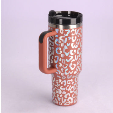 Stainless Steel Spill Proof Vacuum Coffee Cup 40 Oz Tumbler With Handle Straw Insulated, Tumbler With Lid Tapered Mug Gifts For Valentine Lover Suitable For Car Gym Office Travel