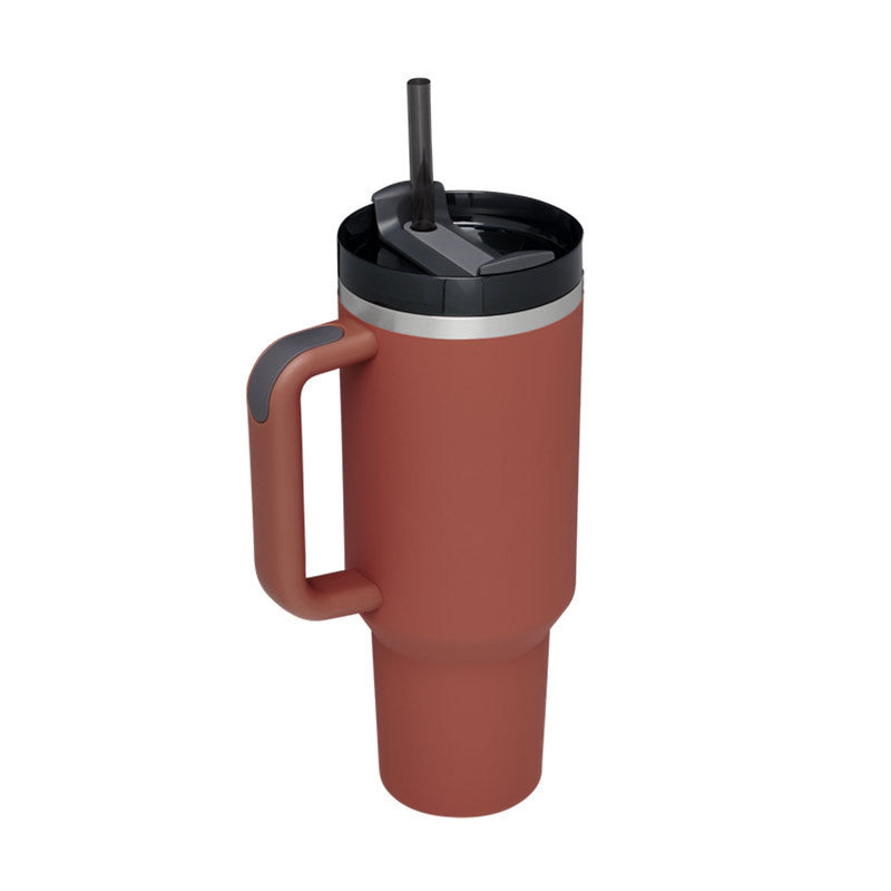 Stainless Steel Spill Proof Vacuum Coffee Cup 40 Oz Tumbler With Handle Straw Insulated, Tumbler With Lid Tapered Mug Gifts For Valentine Lover Suitable For Car Gym Office Travel
