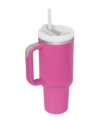 Stainless Steel Spill Proof Vacuum Coffee Cup 40 Oz Tumbler With Handle Straw Insulated, Tumbler With Lid Tapered Mug Gifts For Valentine Lover Suitable For Car Gym Office Travel