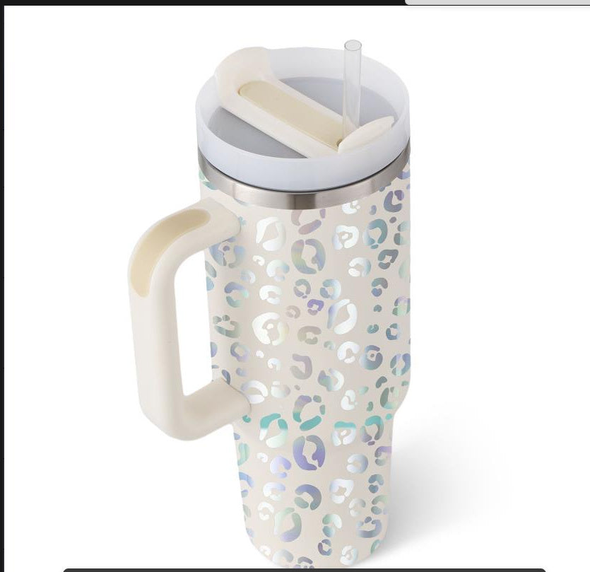 Stainless Steel Spill Proof Vacuum Coffee Cup 40 Oz Tumbler With Handle Straw Insulated, Tumbler With Lid Tapered Mug Gifts For Valentine Lover Suitable For Car Gym Office Travel