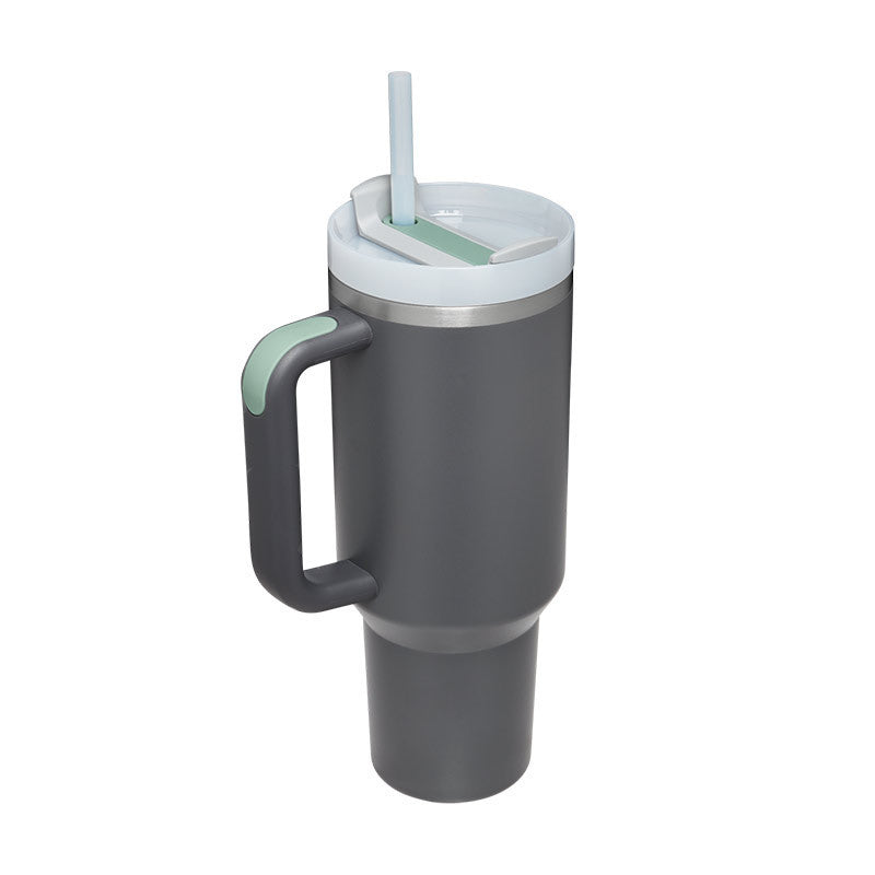 Stainless Steel Spill Proof Vacuum Coffee Cup 40 Oz Tumbler With Handle Straw Insulated, Tumbler With Lid Tapered Mug Gifts For Valentine Lover Suitable For Car Gym Office Travel