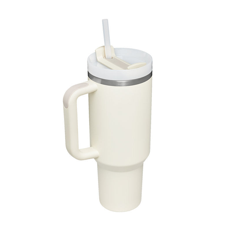 Stainless Steel Spill Proof Vacuum Coffee Cup 40 Oz Tumbler With Handle Straw Insulated, Tumbler With Lid Tapered Mug Gifts For Valentine Lover Suitable For Car Gym Office Travel