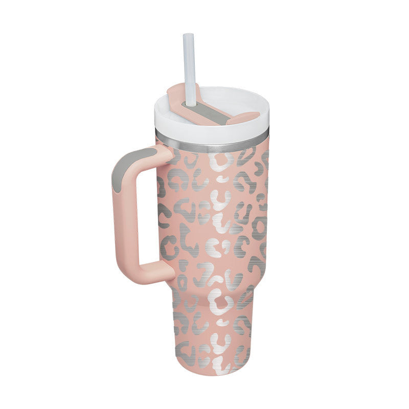 Stainless Steel Spill Proof Vacuum Coffee Cup 40 Oz Tumbler With Handle Straw Insulated, Tumbler With Lid Tapered Mug Gifts For Valentine Lover Suitable For Car Gym Office Travel