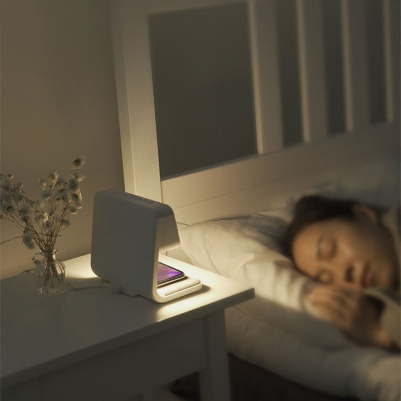 Wireless Phone Charger & Alarm Clock 3 In 1 Bedside Lamp Wireless Charging LCD Screen
