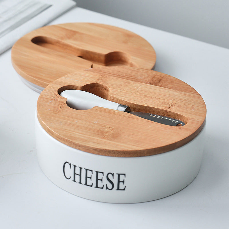 Large Ceramic Butter Dish Set Western Style Butter Box With Knife