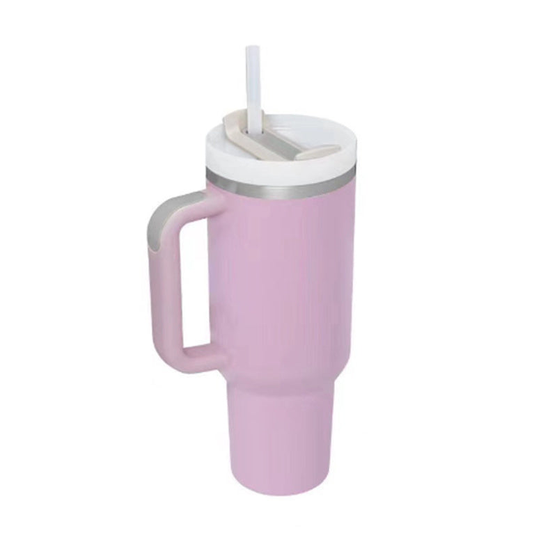 Stainless Steel Spill Proof Vacuum Coffee Cup 40 Oz Tumbler With Handle Straw Insulated, Tumbler With Lid Tapered Mug Gifts For Valentine Lover Suitable For Car Gym Office Travel