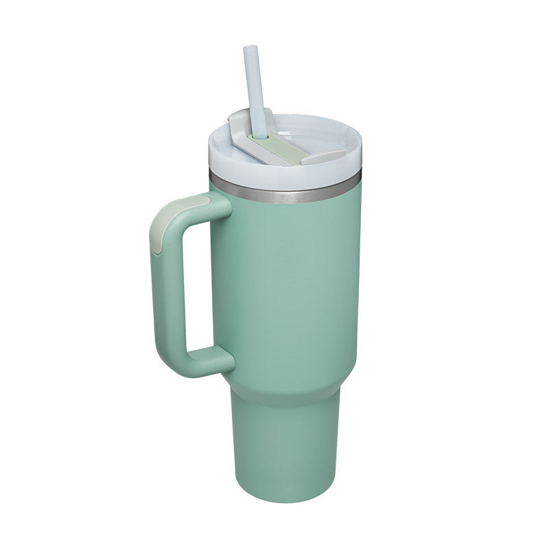 Stainless Steel Spill Proof Vacuum Coffee Cup 40 Oz Tumbler With Handle Straw Insulated, Tumbler With Lid Tapered Mug Gifts For Valentine Lover Suitable For Car Gym Office Travel