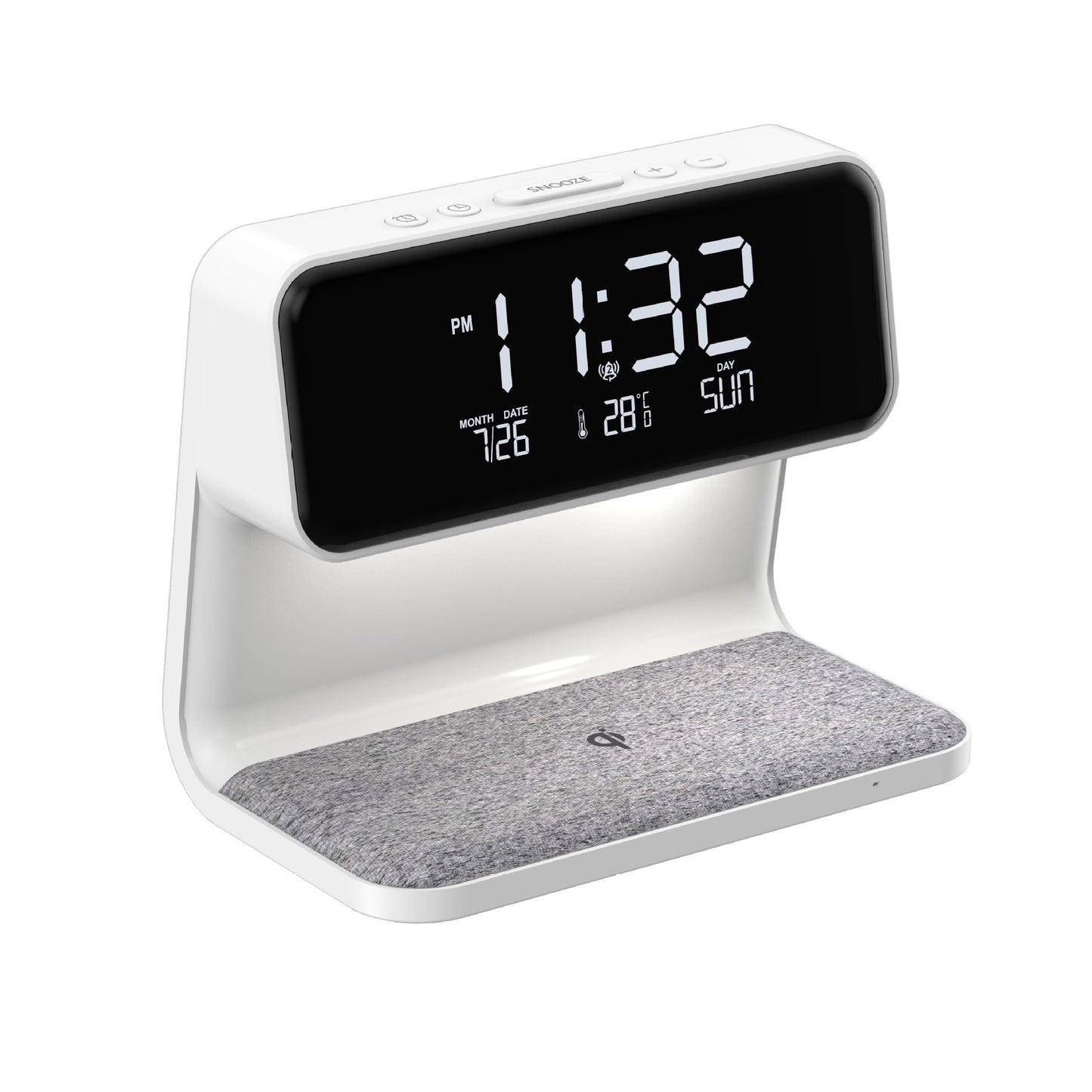 Wireless Phone Charger & Alarm Clock 3 In 1 Bedside Lamp Wireless Charging LCD Screen