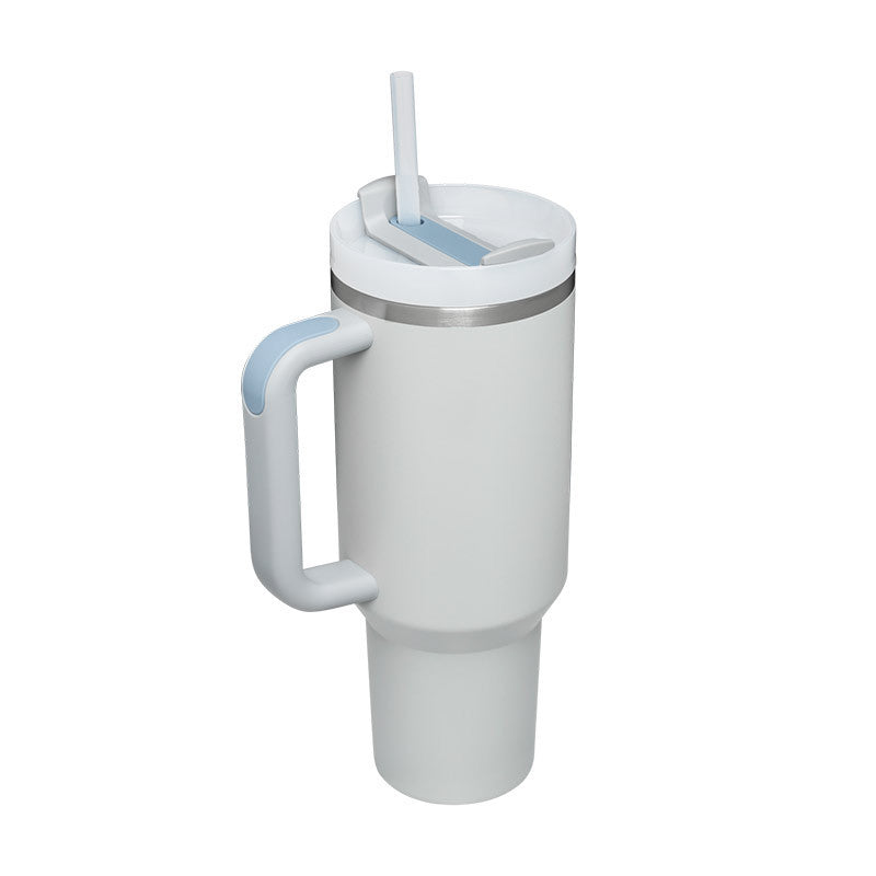 Stainless Steel Spill Proof Vacuum Coffee Cup 40 Oz Tumbler With Handle Straw Insulated, Tumbler With Lid Tapered Mug Gifts For Valentine Lover Suitable For Car Gym Office Travel