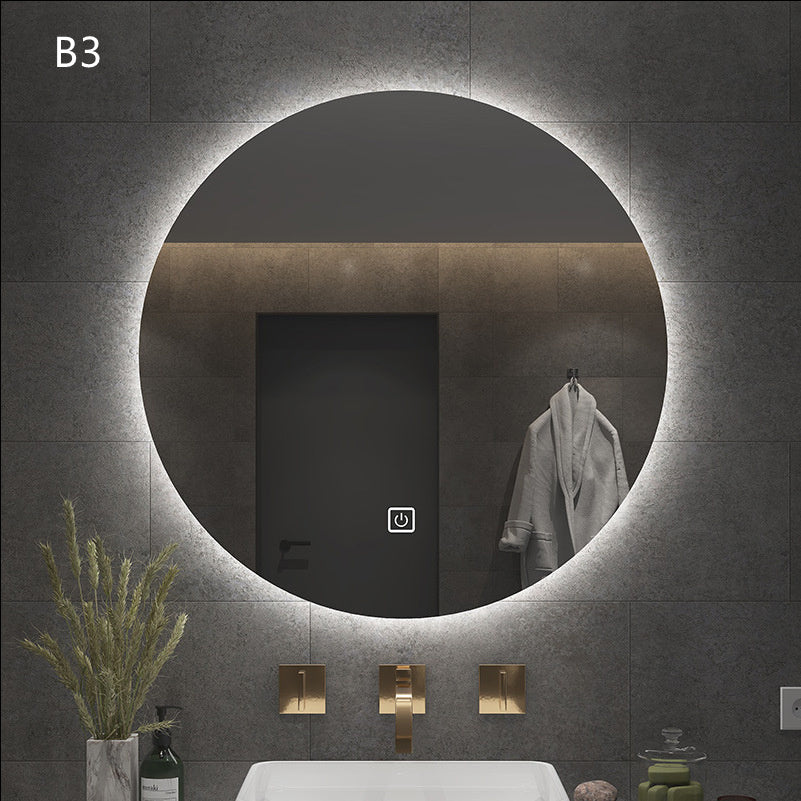 Round Smart Bathroom Bathroom Mirror With Light Touch Screen Induction
