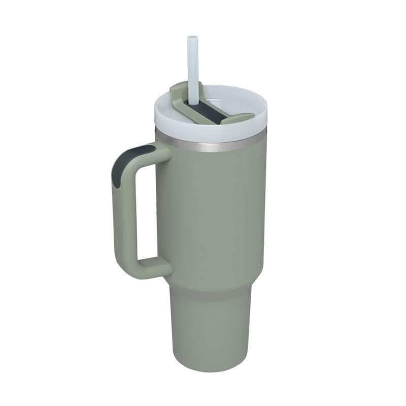 Stainless Steel Spill Proof Vacuum Coffee Cup 40 Oz Tumbler With Handle Straw Insulated, Tumbler With Lid Tapered Mug Gifts For Valentine Lover Suitable For Car Gym Office Travel