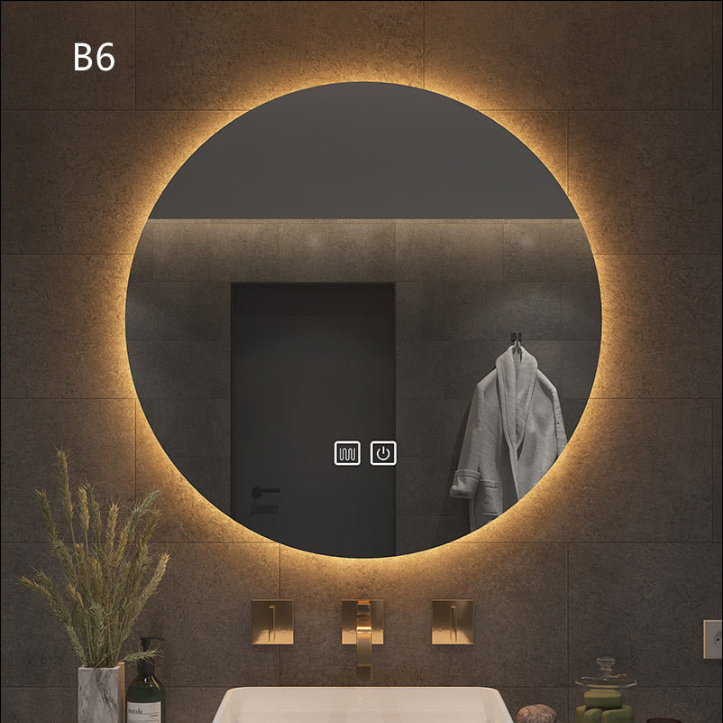 Round Smart Bathroom Bathroom Mirror With Light Touch Screen Induction