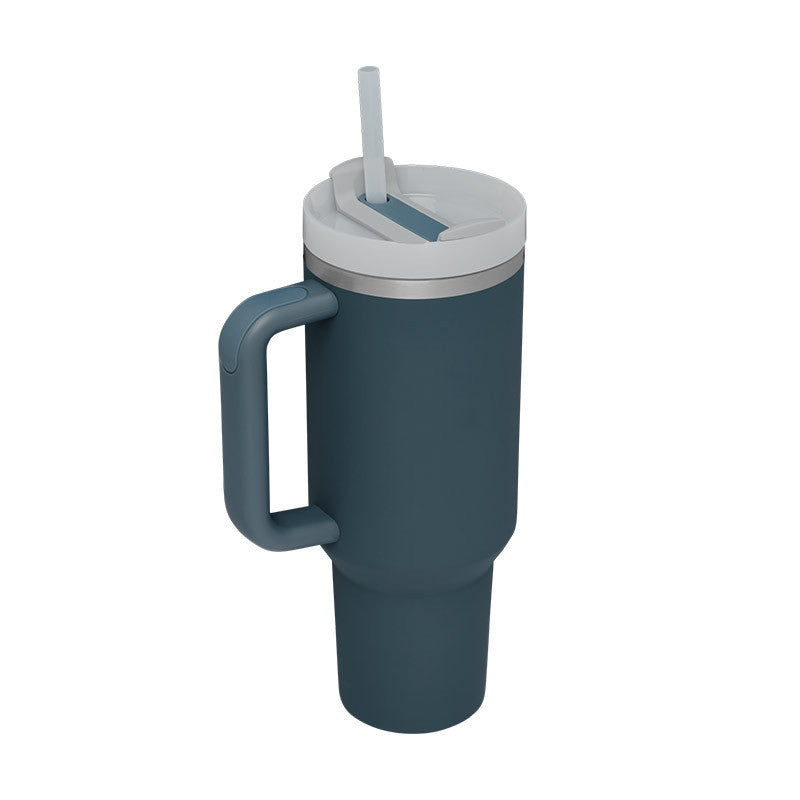 Stainless Steel Spill Proof Vacuum Coffee Cup 40 Oz Tumbler With Handle Straw Insulated, Tumbler With Lid Tapered Mug Gifts For Valentine Lover Suitable For Car Gym Office Travel