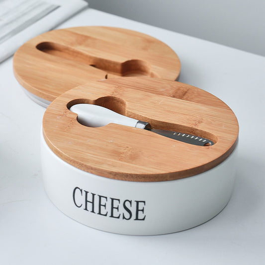 Large Ceramic Butter Dish Set Western Style Butter Box With Knife