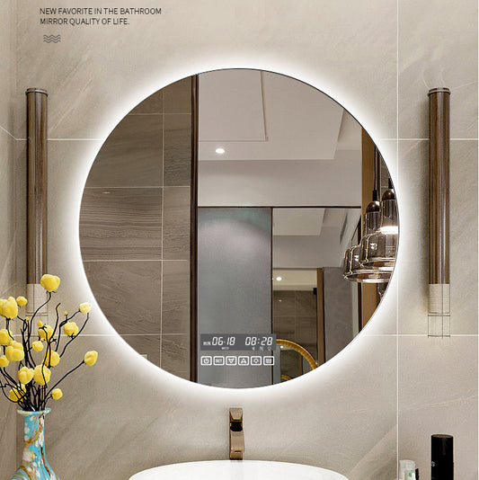 Round Smart Bathroom Bathroom Mirror With Light Touch Screen Induction