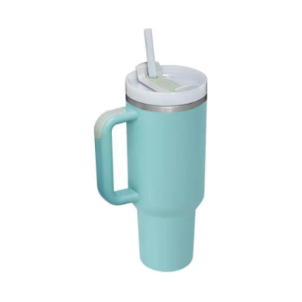 Stainless Steel Spill Proof Vacuum Coffee Cup 40 Oz Tumbler With Handle Straw Insulated, Tumbler With Lid Tapered Mug Gifts For Valentine Lover Suitable For Car Gym Office Travel