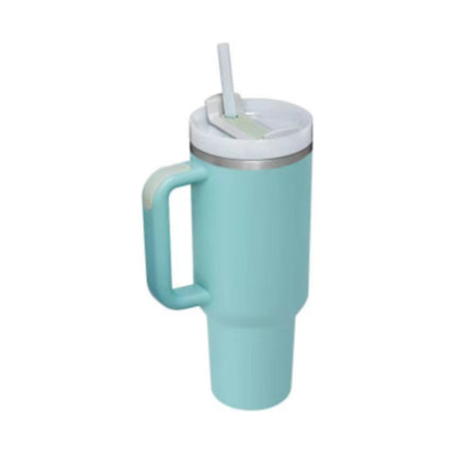 Stainless Steel Spill Proof Vacuum Coffee Cup 40 Oz Tumbler With Handle Straw Insulated, Tumbler With Lid Tapered Mug Gifts For Valentine Lover Suitable For Car Gym Office Travel